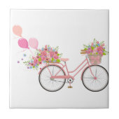 Whimsical Pink Bicycle Tegeltje (Voorkant)