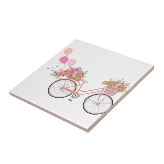 Whimsical Pink Bicycle Tegeltje (Zijkant)