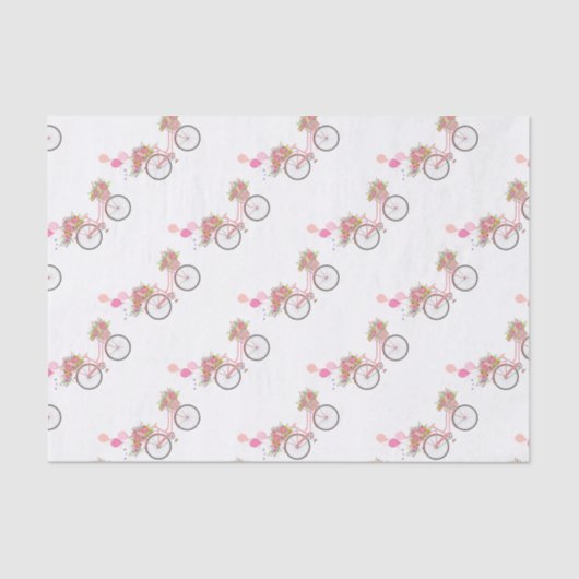 Whimsical Pink Bicycle Tissuepapier (Voorkant)