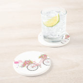Whimsical Pink Bicycle Zandsteen Onderzetter (Zijkant)