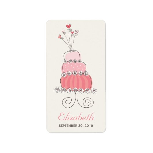 Whimsical Pink Birthday Cake Girl Party Labels (Voorkant)