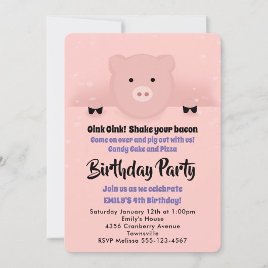 Whimsical Pink Birthday Party Kaart (Voorkant)