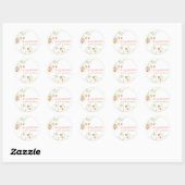 Whimsical Pink Blooms Girl Baby shower Sticker (Vel)