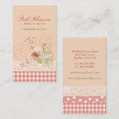 Whimsical Pink Blossom Checks & Lace Profile Card Visitekaartje (Voorkant / Achterkant)