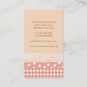Whimsical Pink Blossom Checks & Lace Profile Card Visitekaartje (Achterkant)