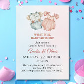 Whimsical Pink Blue Baby Outfit Genderonthulling Kaart