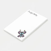 Whimsical Pink & Blue Cartoon Butterfly 4 x 6 Post-it® Notes (Schuin)