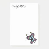 Whimsical Pink & Blue Cartoon Butterfly 4 x 6 Post-it® Notes (Voorkant)