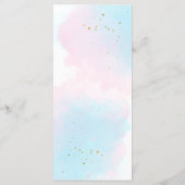 Whimsical Pink Blue Waterverf Gold Splash Wedding Menu (Achterkant)