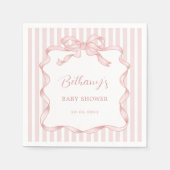 Whimsical Pink Blush Bow Ribbon Girl Baby shower Servet (Voorkant)