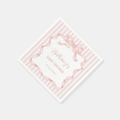 Whimsical Pink Blush Bow Ribbon Girl Baby shower Servet (Hoek)