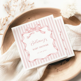Whimsical Pink Blush Bow Ribbon Girl Baby shower Servet