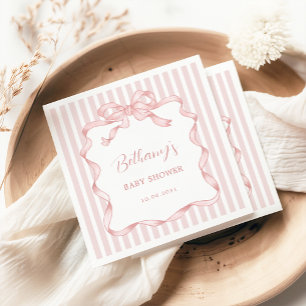 Whimsical Pink Blush Bow Ribbon Girl Baby shower Servet