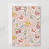 Whimsical Pink Boho Bunny Love Waterverf Wedding Kaart (Achterkant)