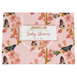 Whimsical Pink Boho Butterfly Girl Baby shower Groot Cadeauzakje