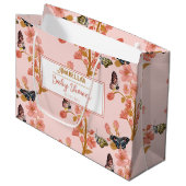 Whimsical Pink Boho Butterfly Girl Baby shower Groot Cadeauzakje (Voorkant Gekanteld)