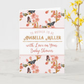 Whimsical Pink Boho Butterfly Girl Baby shower Kaart (Gele Bloem)