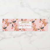 Whimsical Pink Boho Butterfly Girl Baby shower Waterfles Etiket (Enkel label)