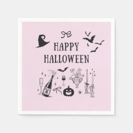 Whimsical Pink Boos & Bows Halloween Party Servet