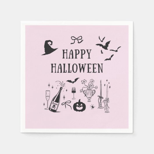 Whimsical Pink Boos & Bows Halloween Party Servet (Voorkant)