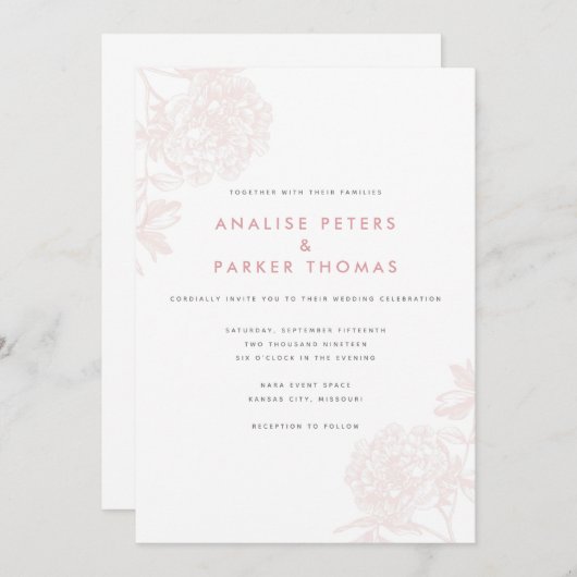 Whimsical  Pink Botanical Kaart (Voorkant / Achterkant)