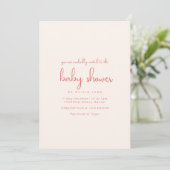 Whimsical Pink Bow Baby Shower Invitation Kaart (Staand voorkant)