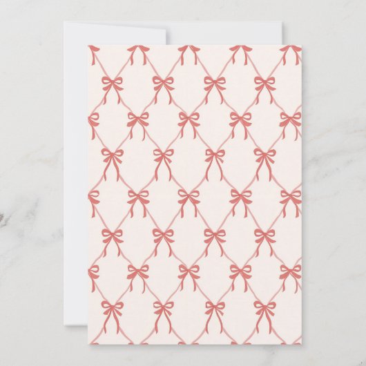 Whimsical Pink Bow Baby Shower Invitation Kaart (Achterkant)