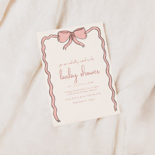 Whimsical Pink Bow Baby shower Uitnodiging