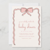 Whimsical Pink Bow Baby shower Uitnodiging (Voorkant)