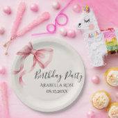 Whimsical Pink Bow Birthday Party Papieren Bordje (Feest)