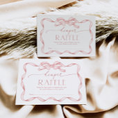 Whimsical Pink Bow Blush Ribbon Luier Raffle Informatiekaartje