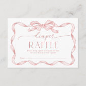Whimsical Pink Bow Blush Ribbon Luier Raffle Informatiekaartje (Voorkant)