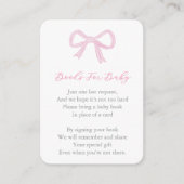 Whimsical Pink Bow Bow Breng een boek Baby shower Informatiekaartje (Voorkant)