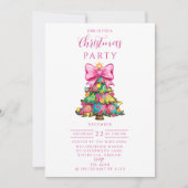 Whimsical Pink Bow Christmas Tree Kaart (Voorkant)