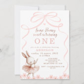 Whimsical Pink Bow Een konijntje Verjaardag Kaart (Voorkant)