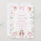 Whimsical Pink Bow Fairy eerste verjaardag Kaart (Voorkant)