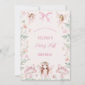 Whimsical Pink Bow Fairy eerste verjaardag Kaart (Achterkant)