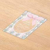 Whimsical Pink Bow Floral Baby shower Acryl Uitnodigingen (Laagn)