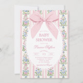 Whimsical Pink Bow Floral Baby Shower Kaart (Voorkant)