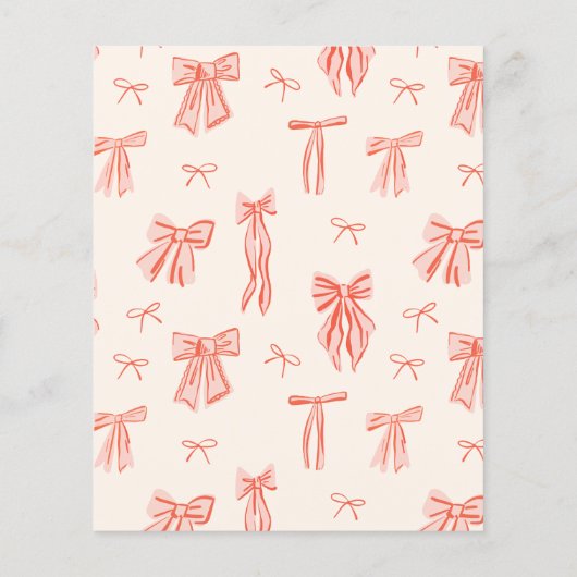 Whimsical Pink Bow Girl Budget Verjaardag Uitnodig (Achterkant)