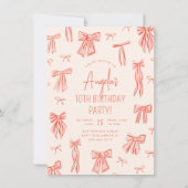 Whimsical Pink Bow Girl Verjaardag Kaart (Voorkant)