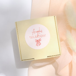 Whimsical Pink Bow Girl Verjaardagsfeestje Ronde Sticker