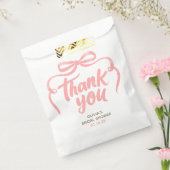 Whimsical Pink Bow Handwritten Bridal Thank You Bedankzakje (Gezegeld)
