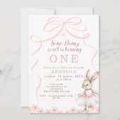 Whimsical Pink Bow Tutu Een konijntje Verjaardag Kaart (Voorkant)