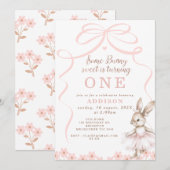 Whimsical Pink Bow Tutu Een konijntje Verjaardag Kaart (Voorkant / Achterkant)