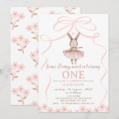 Whimsical Pink Bow Tutu Een konijntje Verjaardag Kaart (Voorkant / Achterkant)