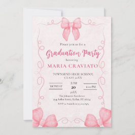 Whimsical Pink Bows Lijst Graduation Party Invita Kaart