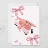 Whimsical Pink Bows Lijst Graduation Party Invita Kaart (Achterkant)