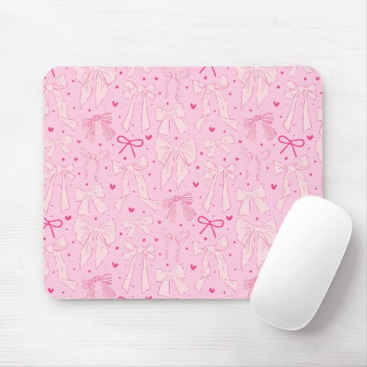 Whimsical Pink Bows Pattern Muismat (Met muis)
