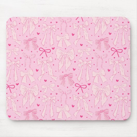 Whimsical Pink Bows Pattern Muismat (Voorkant)